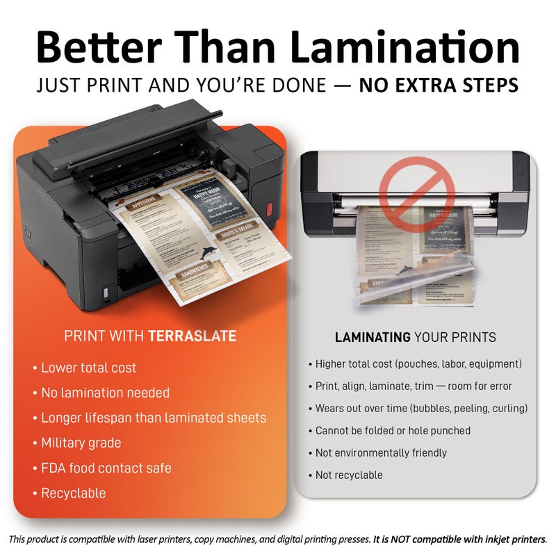 TerraSlate Waterproof Laser Printer Paper â€“ 8 MIL 8.5"x14", 100 Sheets, White â€“ Tear & Smudge Proof, Heavy-Duty for Outdoor Use, Ideal for Printing, Copying & More - Image 5
